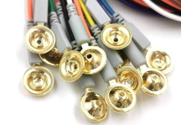 Electrodo Copa de Oro para monitoreo prolongado con excelente calidad de registro y cable de 150 cm.