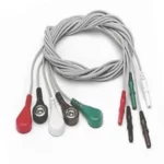 Cable de conexión para electrodo tipo broche (Snap Button) con conector Touch Proof para estudios de neurofisiología.