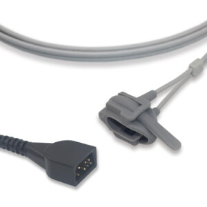Oxímetro de pulso reutilizable para monitoreo continuo de saturación de oxígeno y frecuencia cardíaca.
